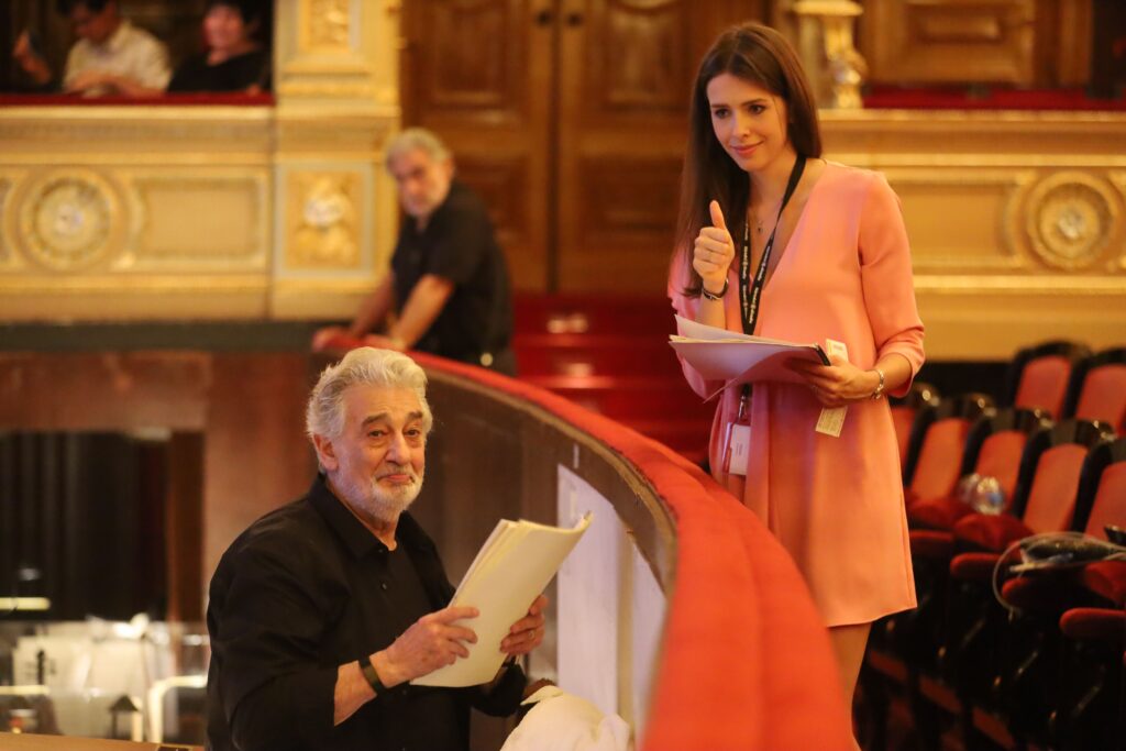 Gabriela Bohacova and Placido Domingo at the Estate Theatre